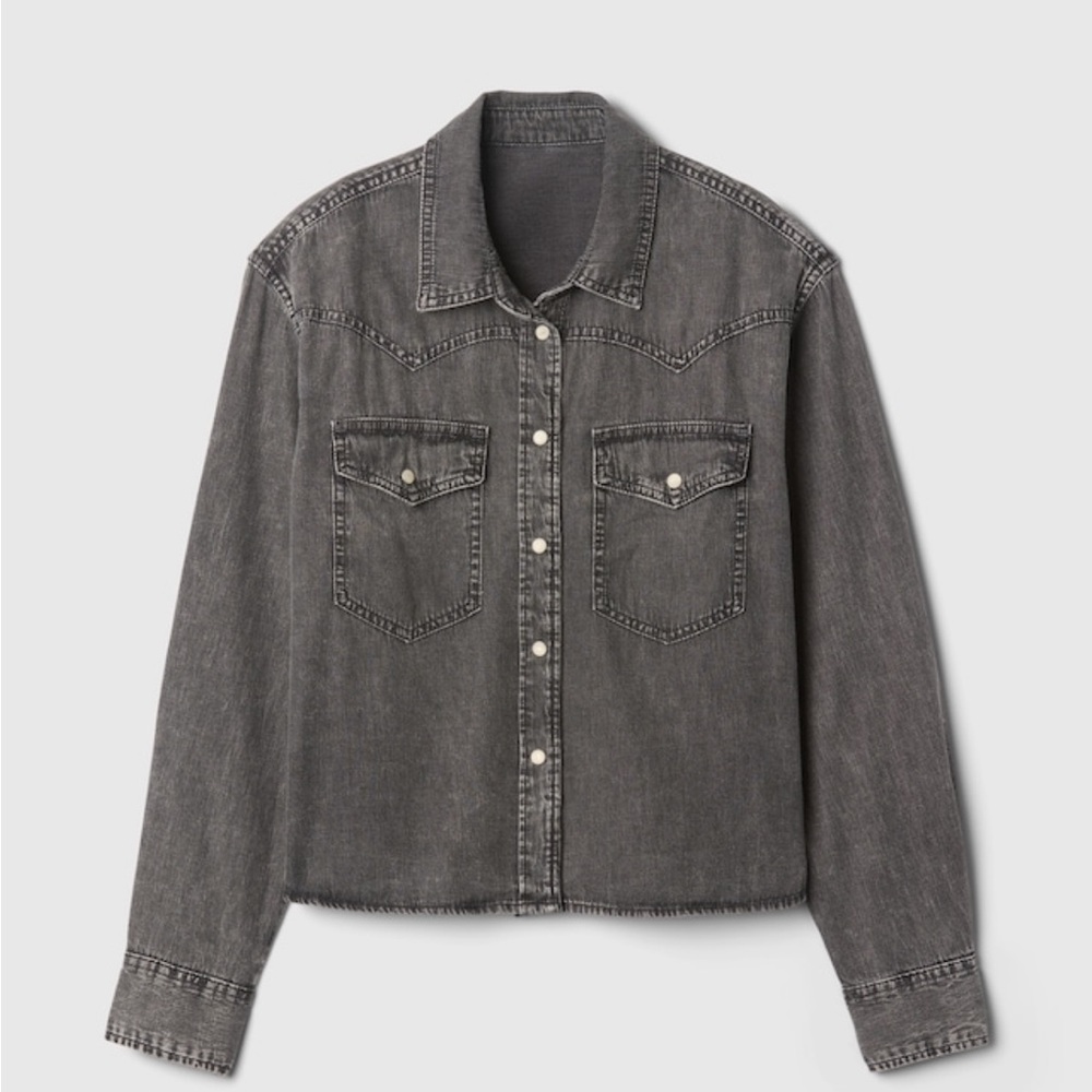 Gap Cropped Western Denim Shirt Large